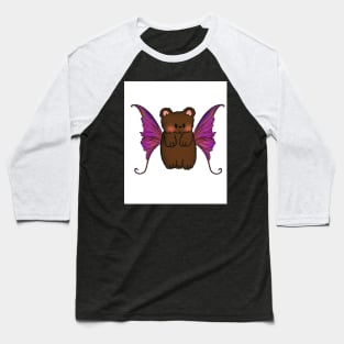 Fairy Teddy Bear with Purple, Pink and Orange Wings Baseball T-Shirt